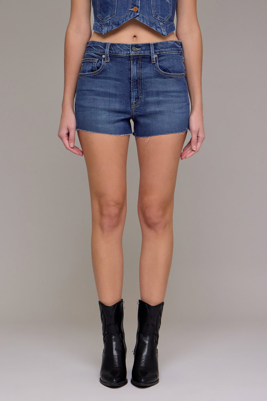 [FINN] Dark Wash High Rise 3" Inseam Micro Shorts