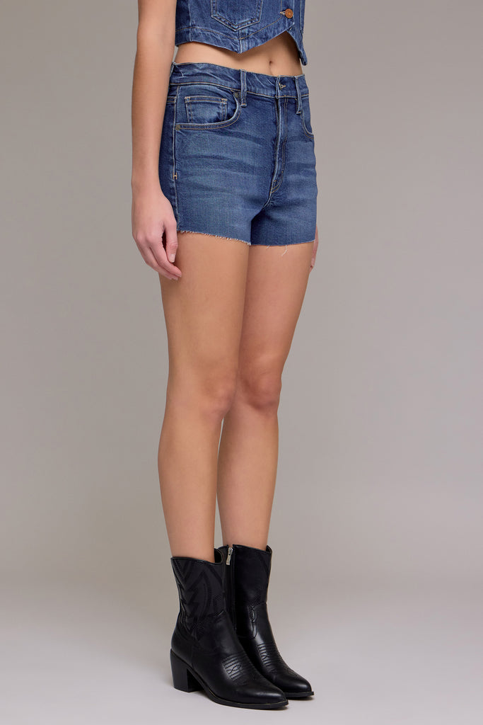 [FINN] Dark Wash High Rise 3" Inseam Micro Shorts