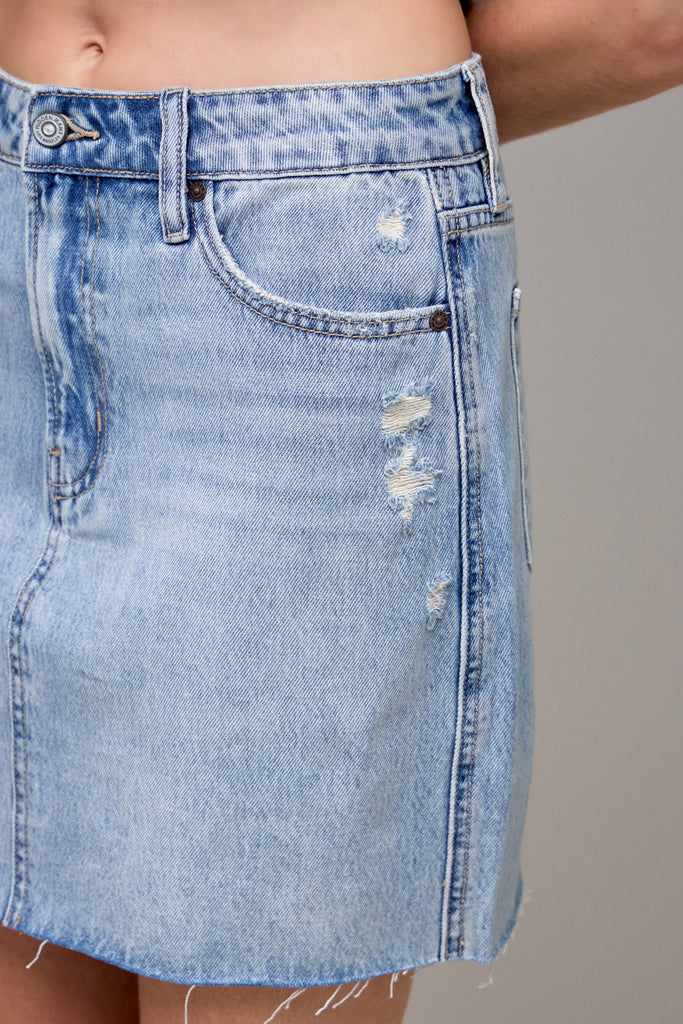 [PEYTON] Medium Light Grinded Mini Skirt
