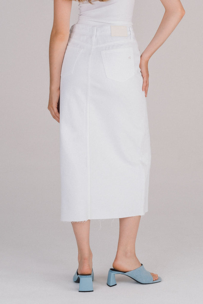 [PEYTON] White Front Slit Midi Skirt