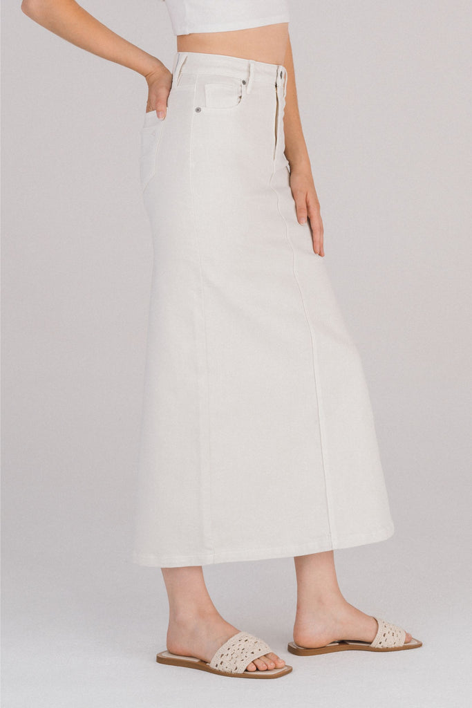 [PEYTON] Sea Salt Side Slit Midi Skirt