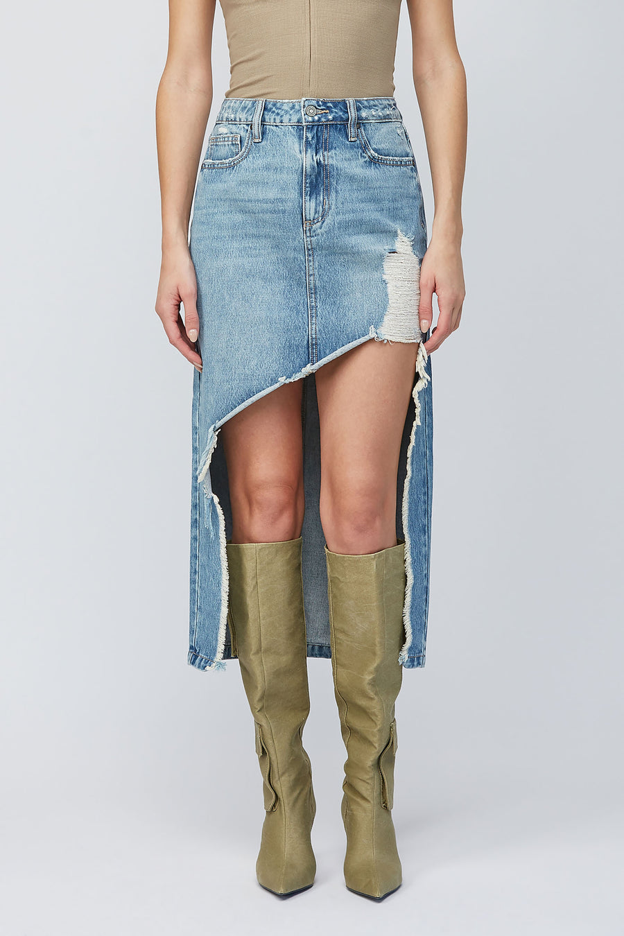 [PEYTON] Medium Distressed Maxi Skirt