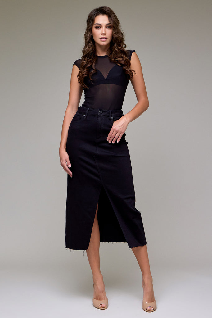 [PEYTON] BLACK 34" INSEAM MIDI SKIRT