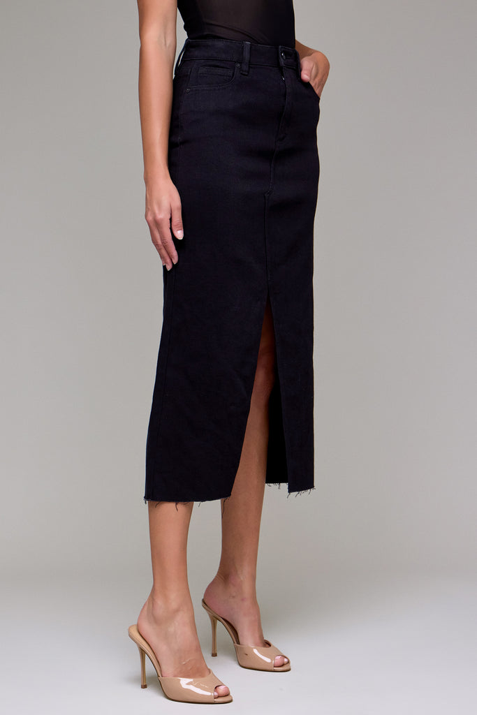[PEYTON] BLACK 34" INSEAM MIDI SKIRT