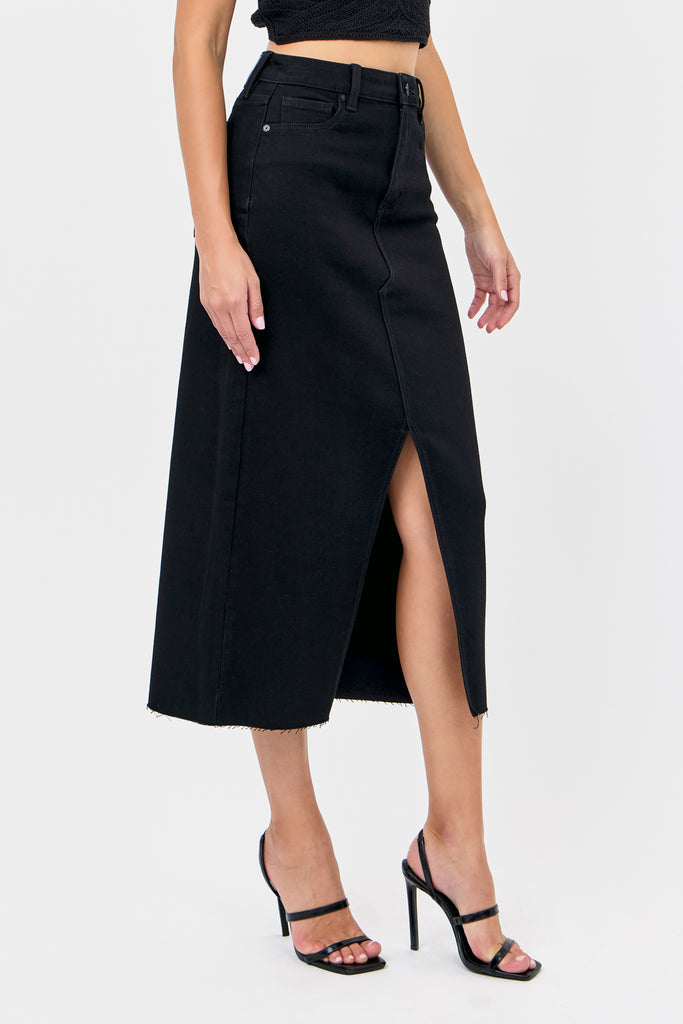 [PEYTON] BLACK 34" INSEAM MIDI SKIRT