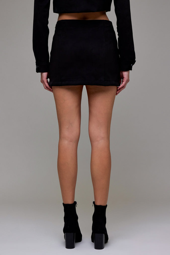 [PEYTON] Black Suede Low Rise Micro Miniskirt