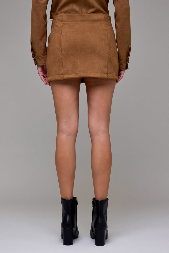 [PEYTON] Caramel Suede Low Rise Micro Miniskirt