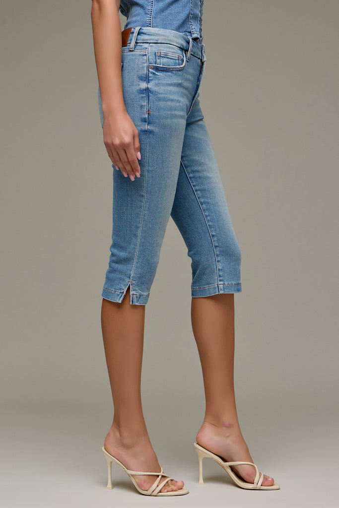 [KENZIE] Vintage Wash Mid Rise 18" Inseam Skinny