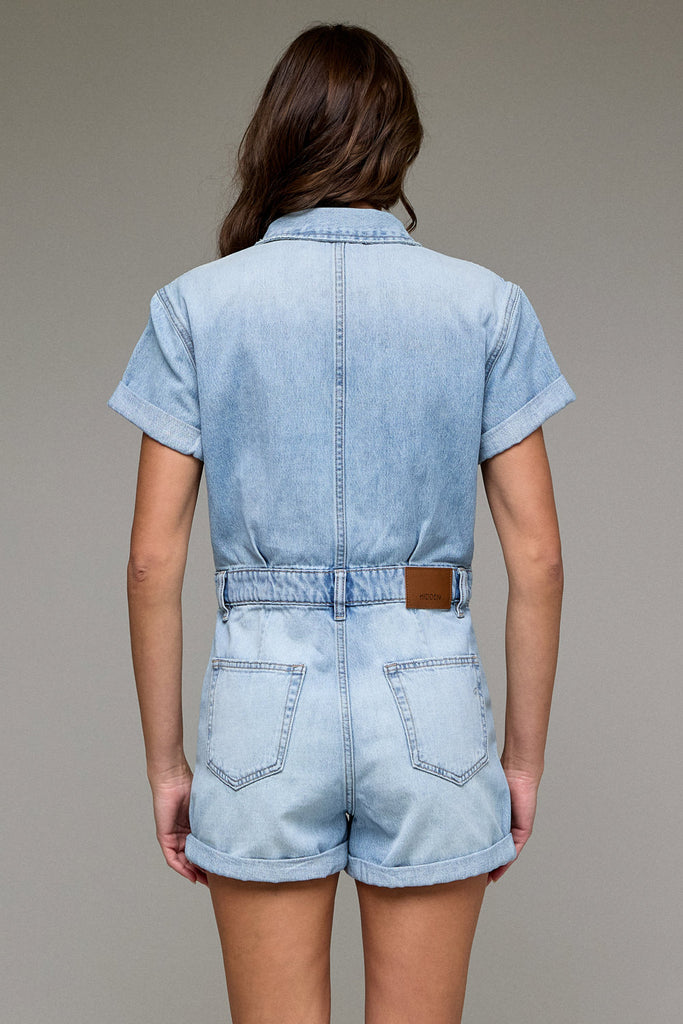 [DYLAN] Medium Light Classic Denim Short Romper