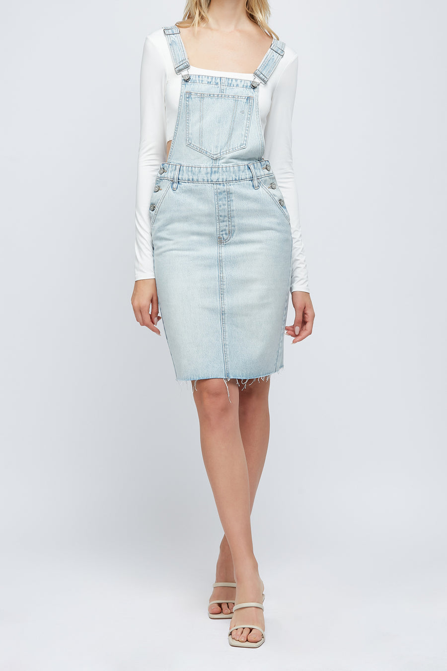 [PIXIE] LIGHT BLUE BACK SLIT SKIRTALL