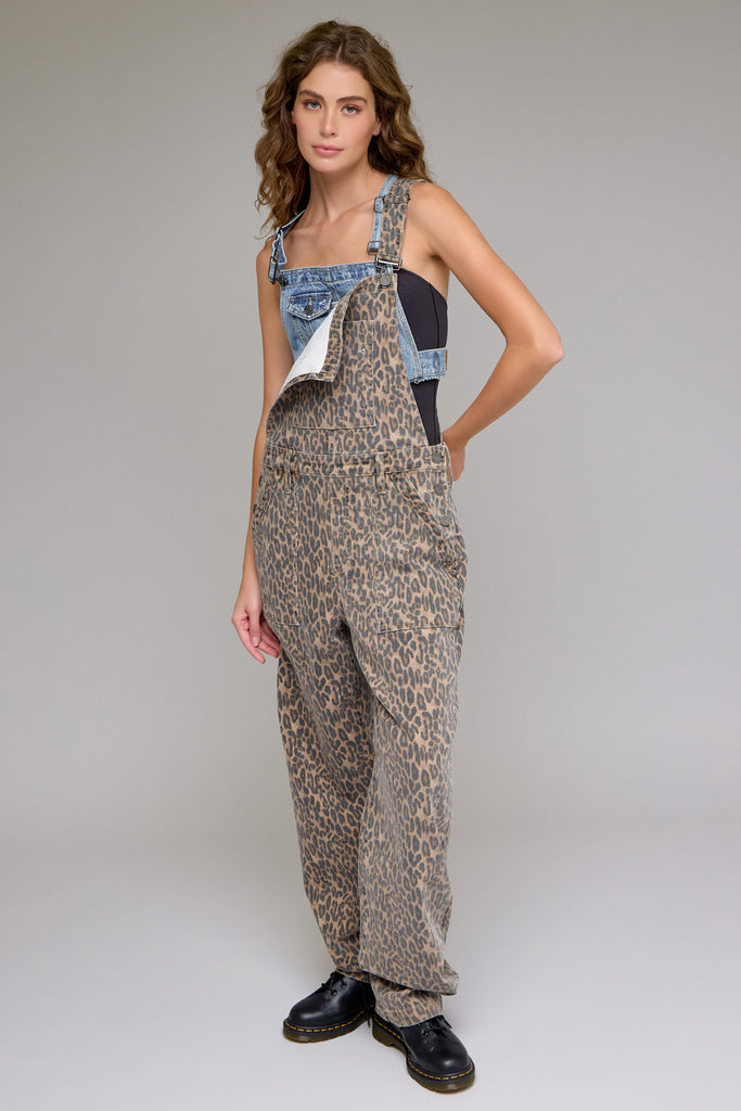 [DYLAN] Cheetah Print Baggy Overalls