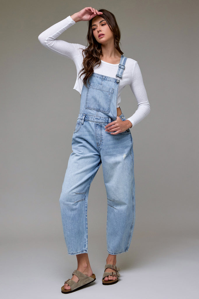 [DYLAN] Light Wash Classic Barrel Cropped Overall