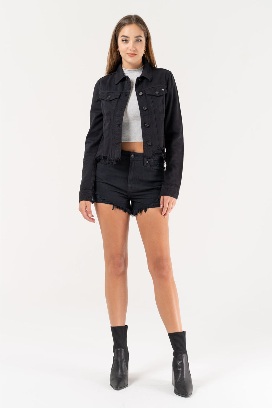 REBEL BLACK COLLARLESS JACKET