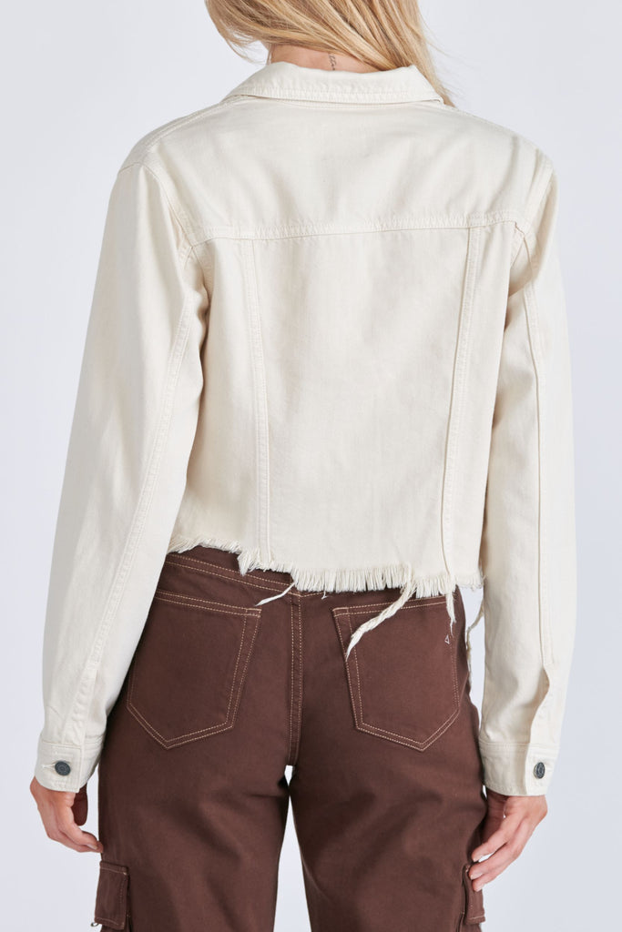 [REBEL] CREAM FRAYED JACKET