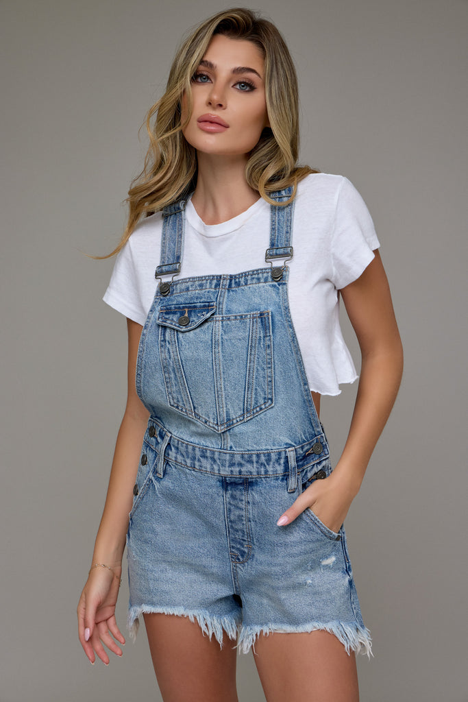 [DYLAN] Medium Wash Frayed Hem Shortall