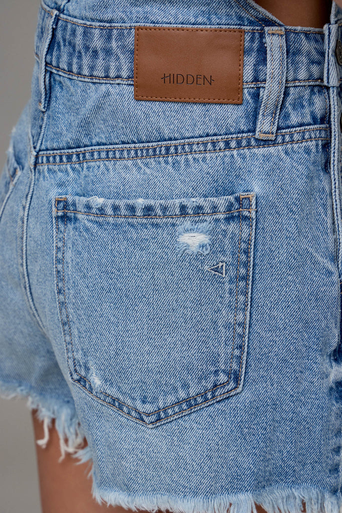 [DYLAN] Medium Wash Frayed Hem Shortall