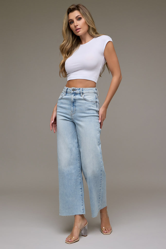 [NORI] Light Wash Clean Stretch Wide leg
