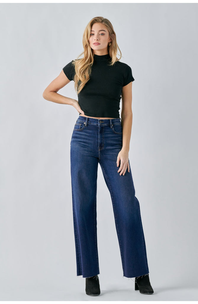 [LOGAN] Dark Wash Clean Stretch Dad Jean
