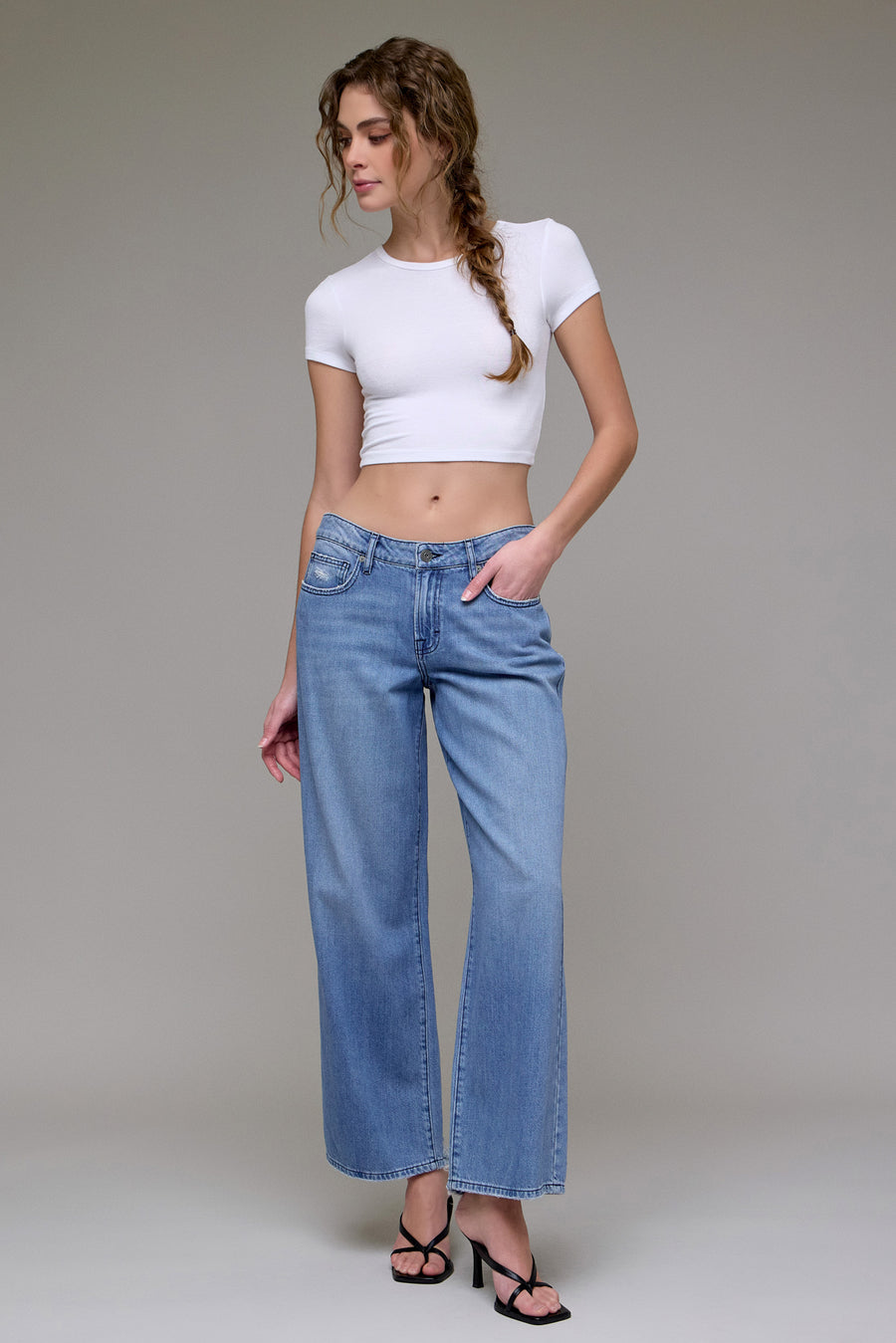 [NORI] Medium Dark Midrise Super Soft 31" Inseam Wide leg