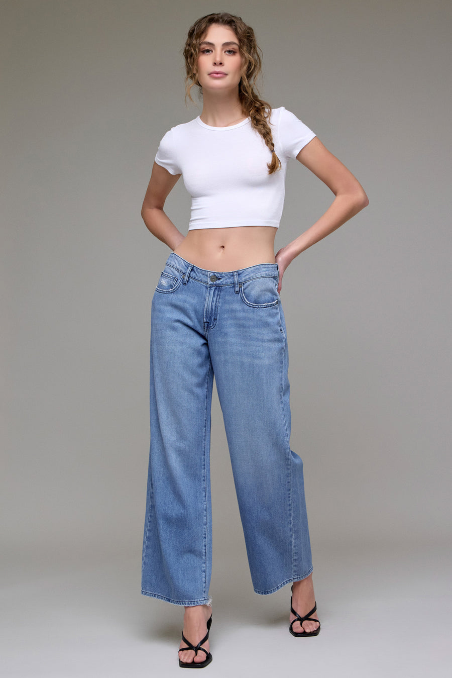[NORI] Medium Dark Midrise Super Soft 31" Inseam Wide leg