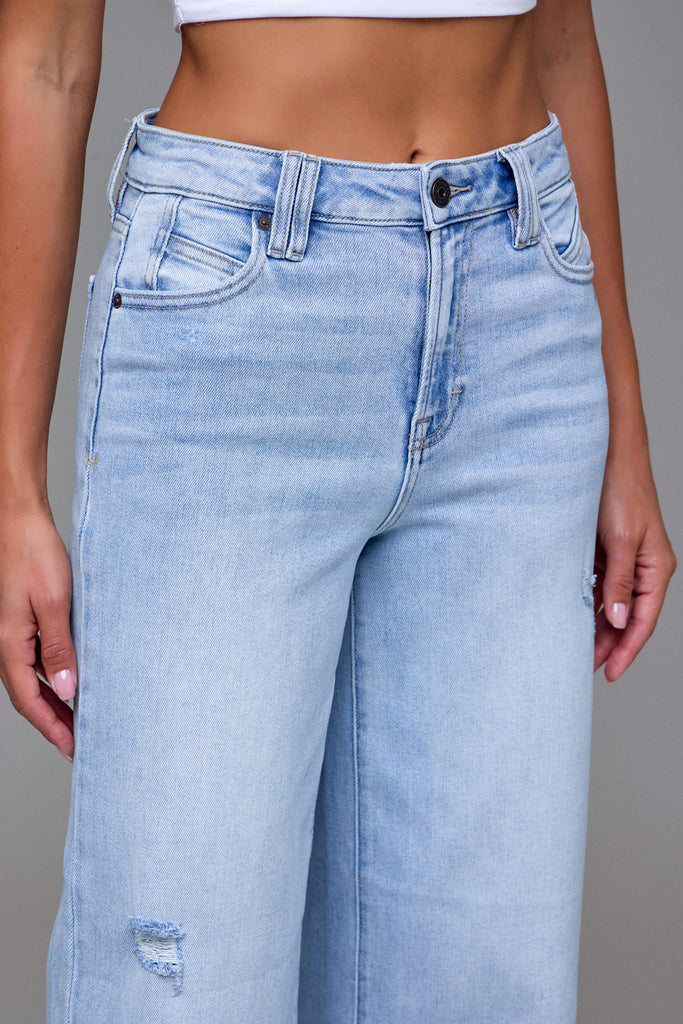[NORI] Light Wash Clean Stretch 31" Inseam Wide leg