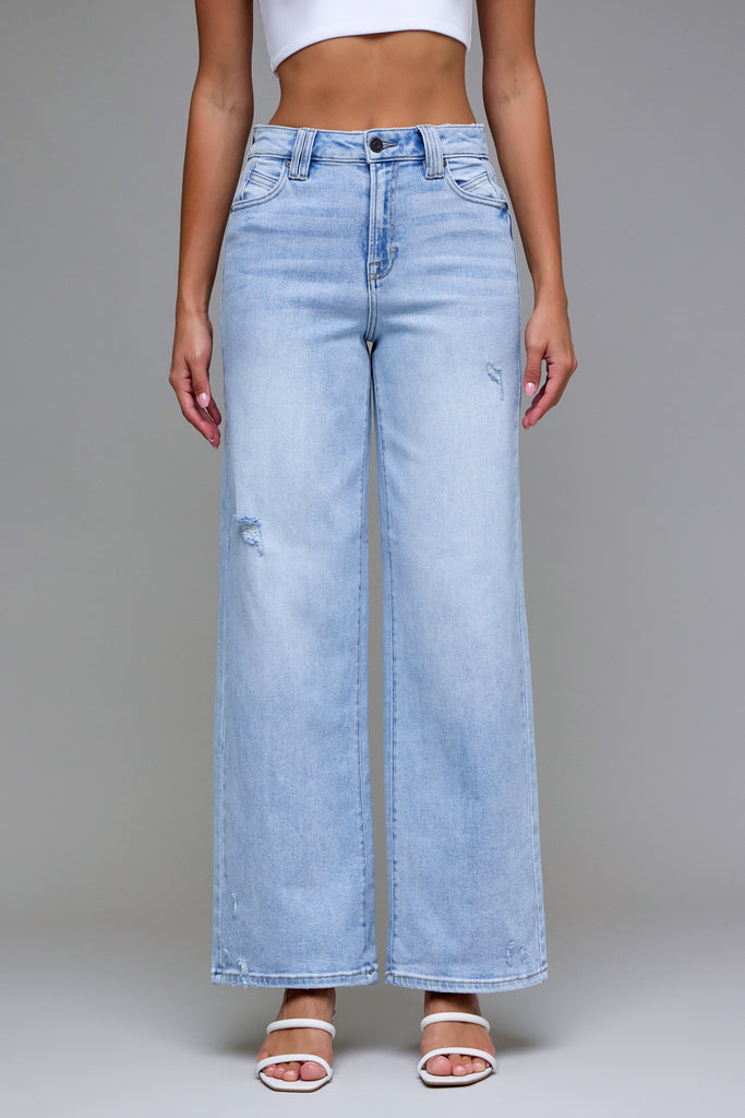 [NORI] Light Wash Clean Stretch 31" Inseam Wide leg