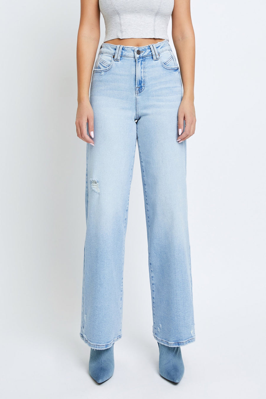 [NORI] Light Wash Clean Stretch 31" Inseam Wide leg