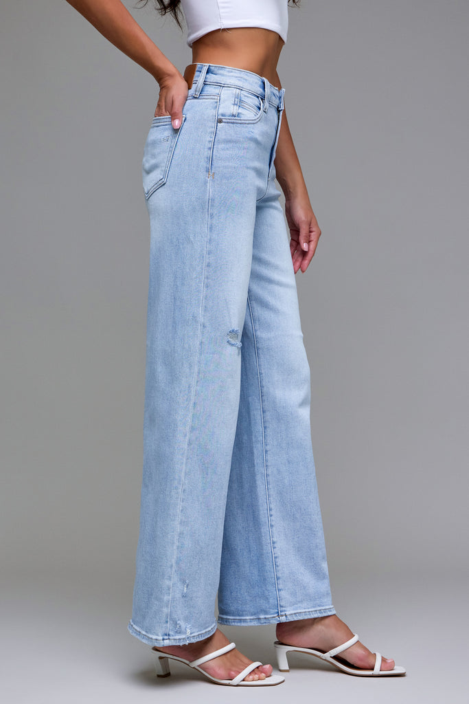 [NORI] Light Wash Clean Stretch 31" Inseam Wide leg