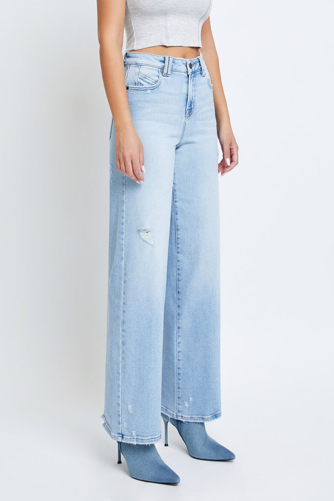 [NORI] Light Wash Clean Stretch 31" Inseam Wide leg