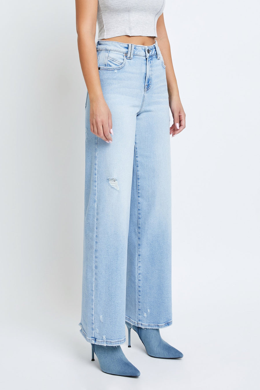 [NORI] Light Wash Clean Stretch 31" Inseam Wide leg