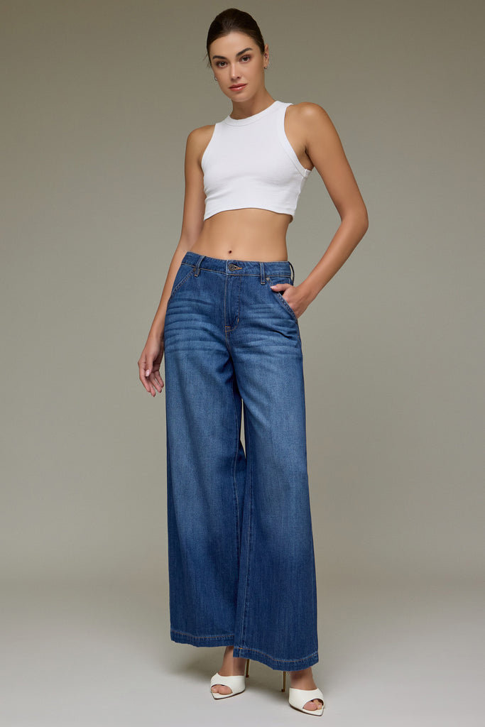 [NORI] Dark Wash 31" Inseam Wide leg Trouser