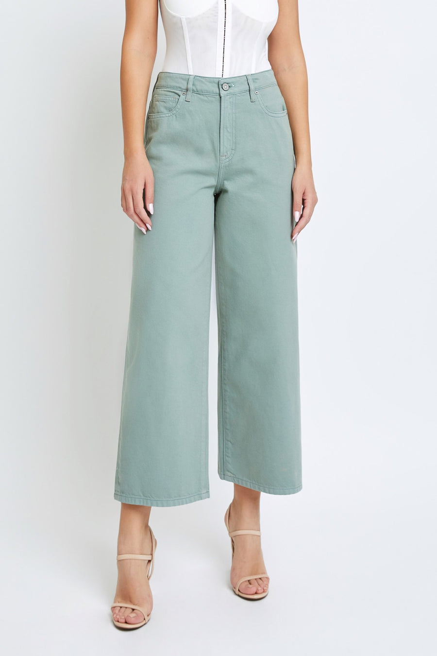 [NORI] SAGE WASH CLEAN CROPPED WIDELEG