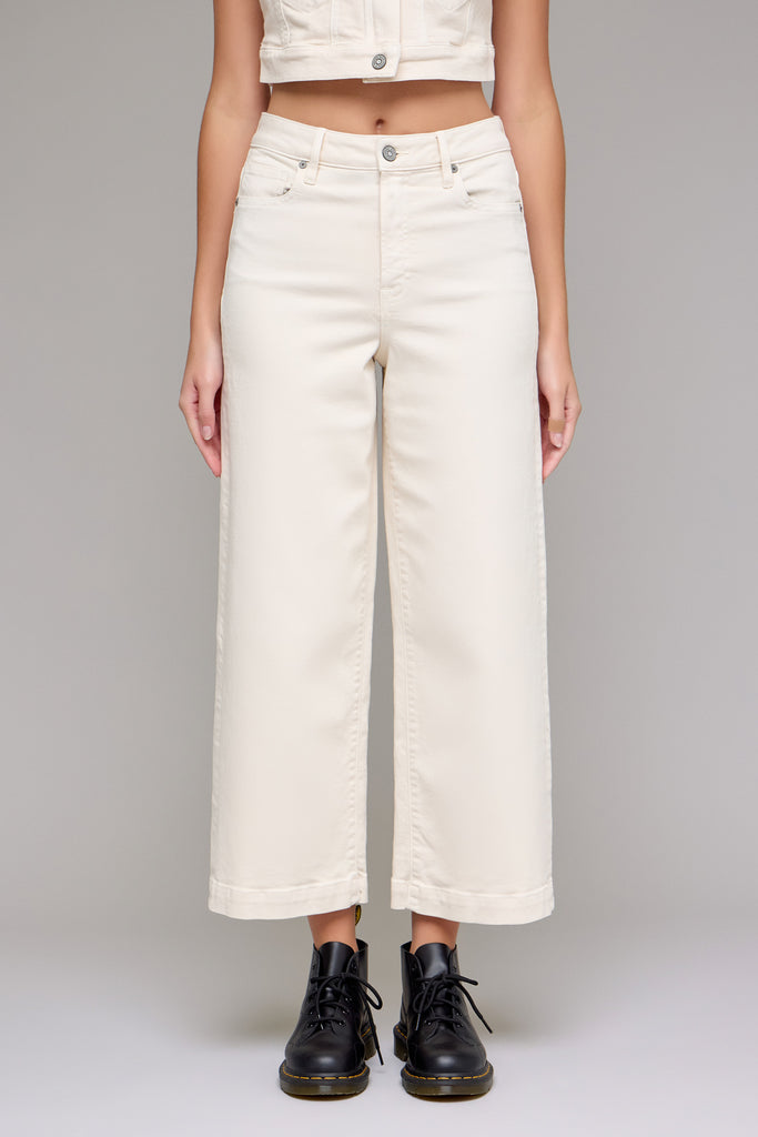 [NORI] Ecru Clean Stretch Cropped Wide leg