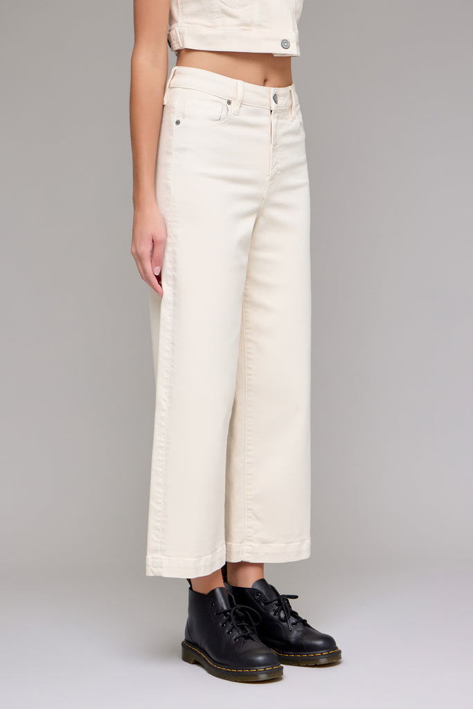 [NORI] Ecru Clean Stretch Cropped Wide leg