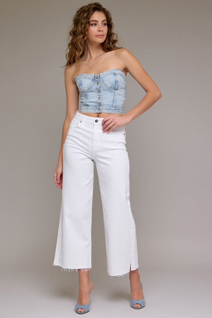[NORI] White Clean Cropped Wide leg