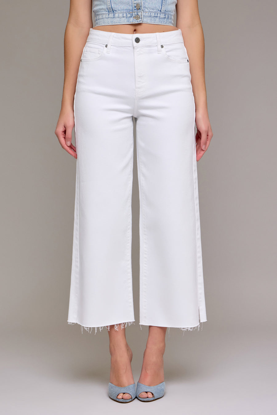 [NORI] White Clean Cropped Wide leg