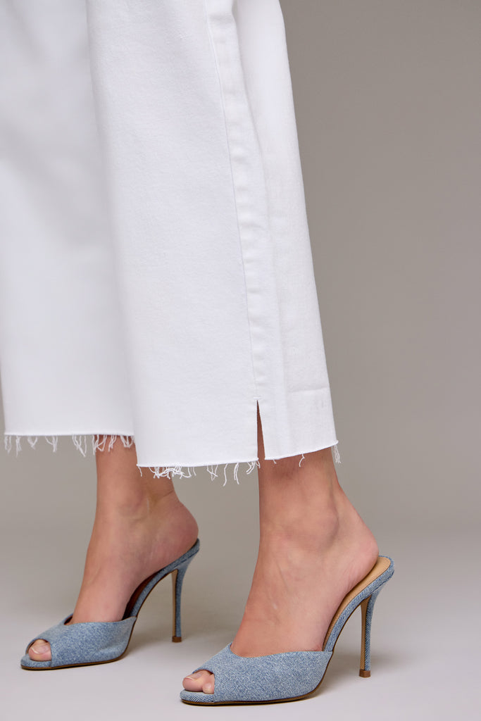 [NORI] White Clean Cropped Wide leg