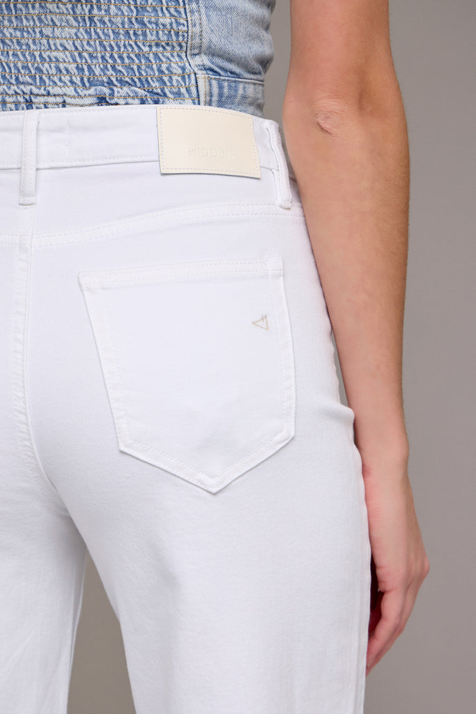 [NORI] White Clean Cropped Wide leg