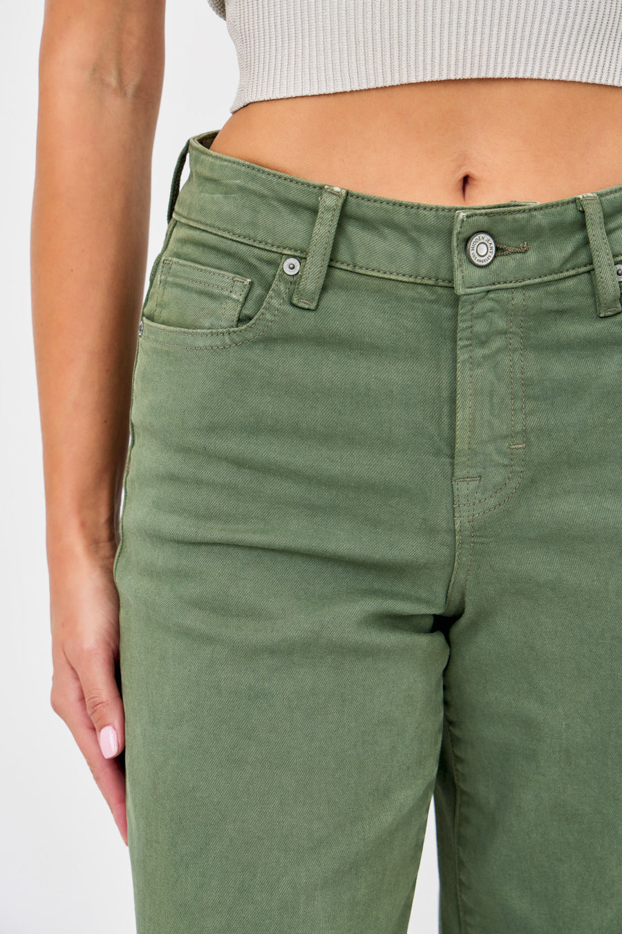 [NORI] GREEN STRETCH 32" INSEAM WIDELEG