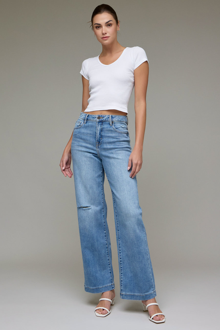 [LOGAN] Medium Wash Stretch High Rise Dad Jean