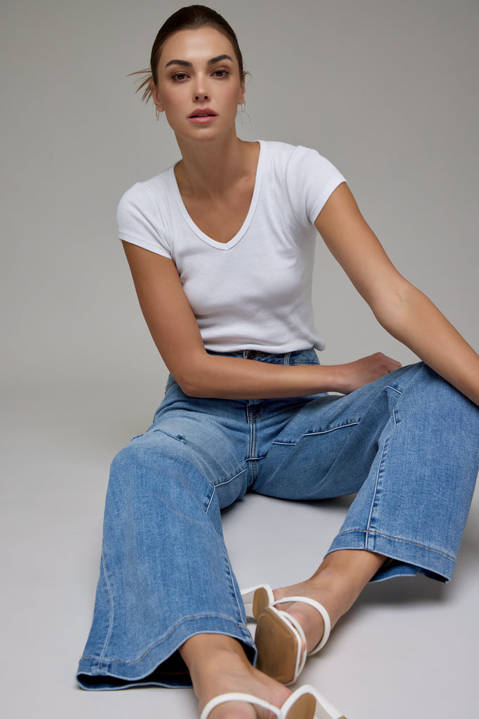 [LOGAN] Medium Wash Stretch High Rise Dad Jean