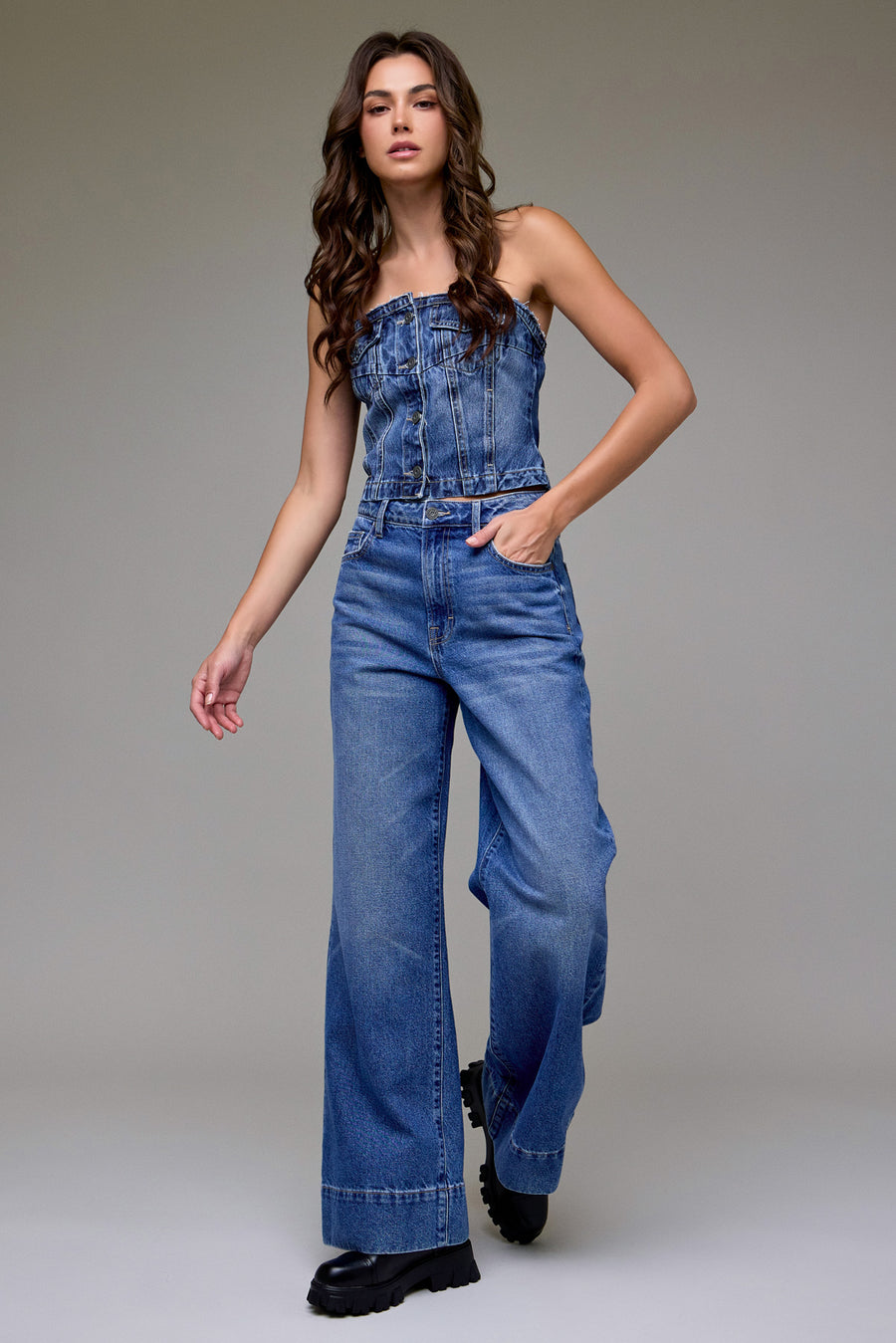 [NORI] Medium Dark Clean Classic Extra Wide Leg