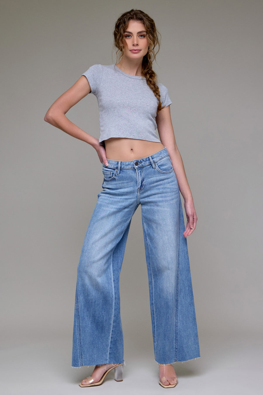 [NORI] Medium Light Forward Seams 32" Inseam Midrise Wide leg