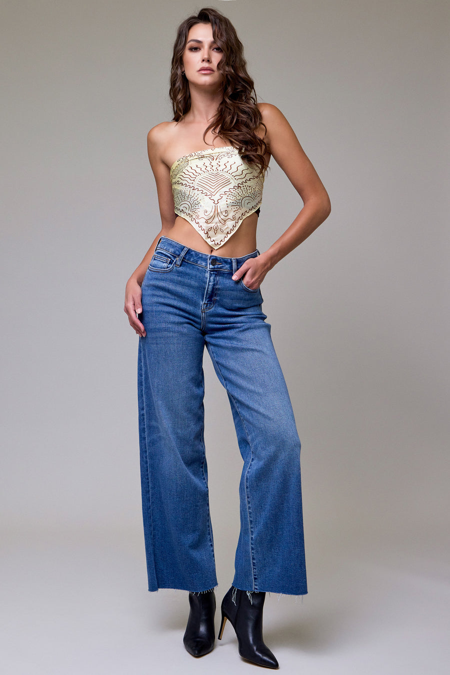 [NORI] Dark Wash Clean Stretch 31" Inseam Wide leg