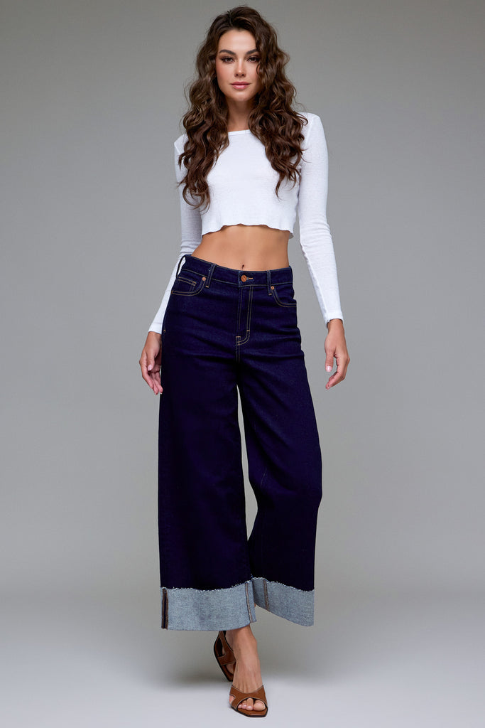 [NORI] Rinse Wash Cuffed 28" Inseam Wide leg