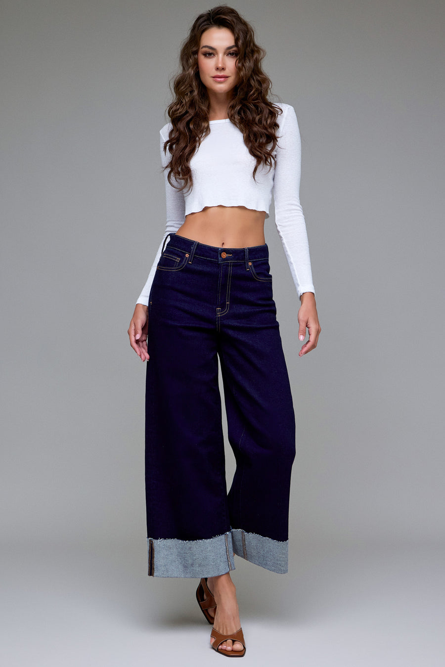 [NORI] Rinse Wash Cuffed 28" Inseam Wide leg