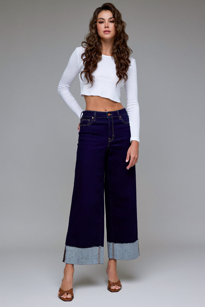 [NORI] Rinse Wash Cuffed 28" Inseam Wide leg