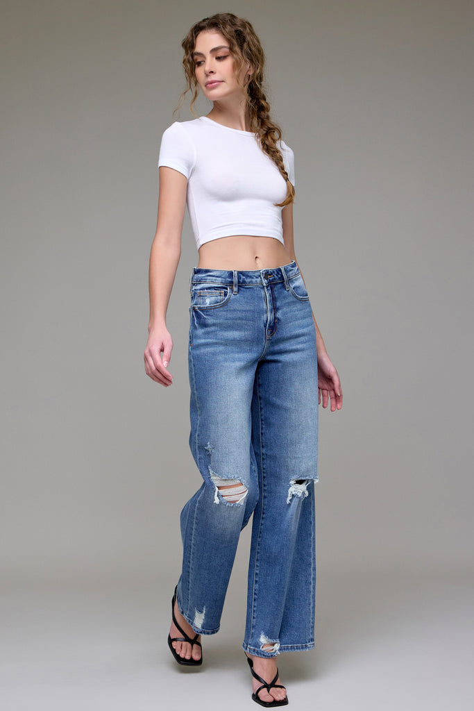 [LOGAN] Medium Vintage Distressed High Rise Dad Jean