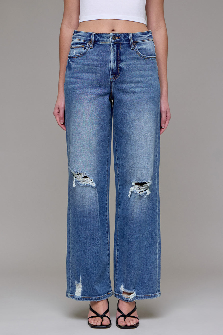 [LOGAN] Medium Vintage Distressed High Rise Dad Jean