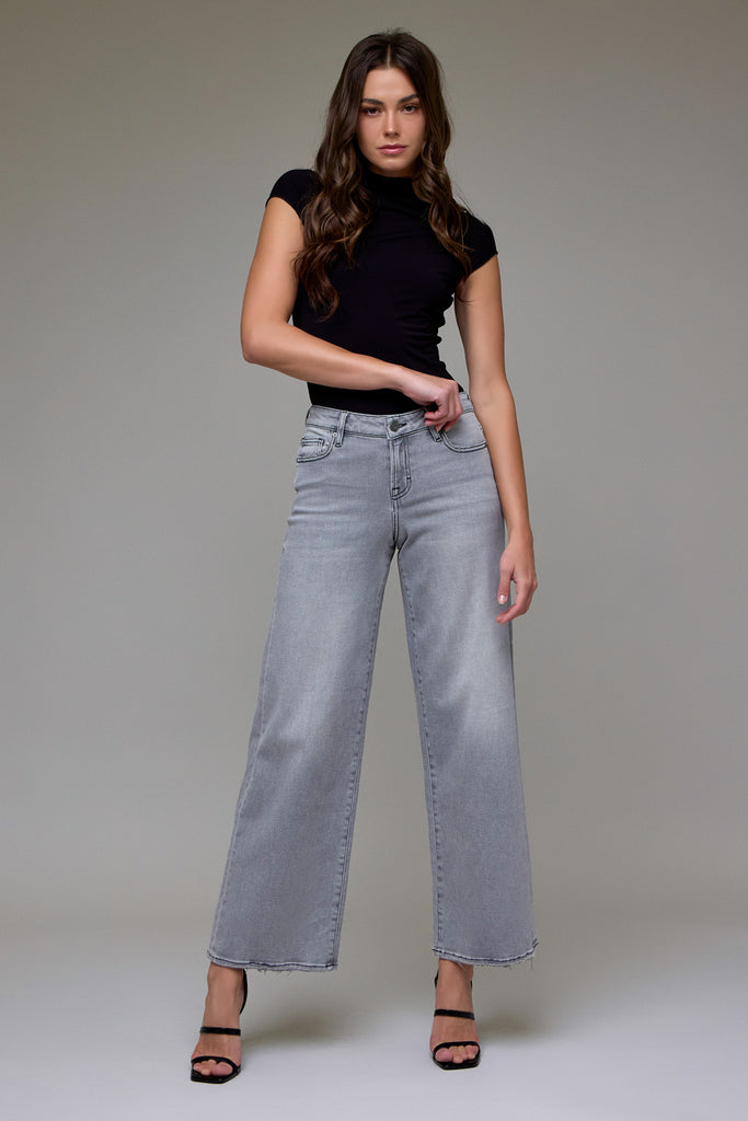 [NORI] Light Grey Clean Stretch Mid Rise Extra Wide leg